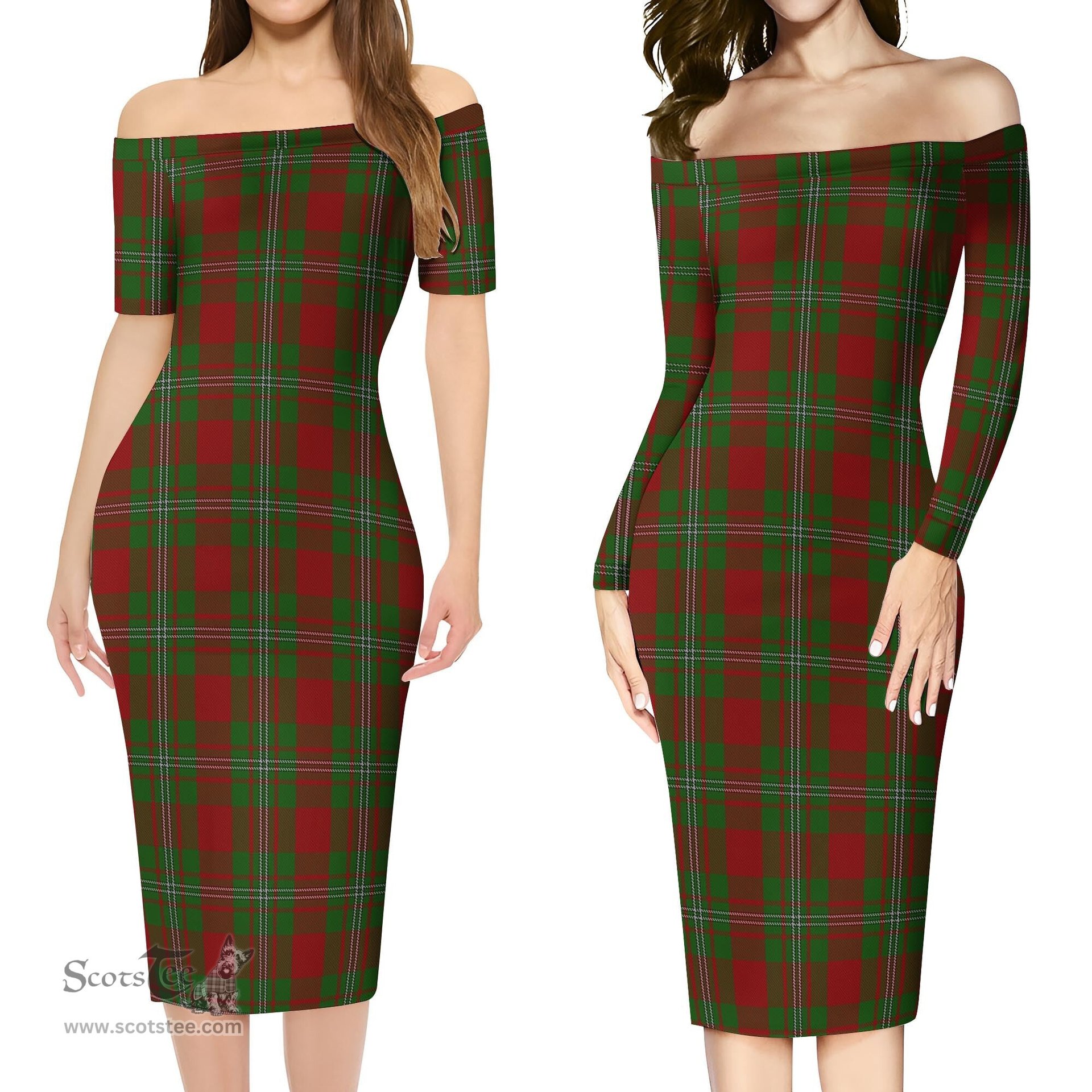 Strange Tartan Off Shoulder Lady Dress Tartan Plaid Long Dress - ScotsTee Shop