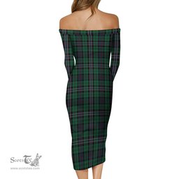 Scotland National Tartan Off Shoulder Lady Dress Tartan Plaid Long Dress - ScotsTee Shop