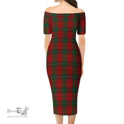 Thomas of Wales Tartan Off Shoulder Lady Dress Tartan Plaid Long Dress - ScotsTee Shop