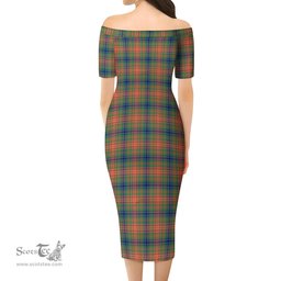 Wilson Ancient Tartan Off Shoulder Lady Dress Tartan Plaid Long Dress - ScotsTee Shop