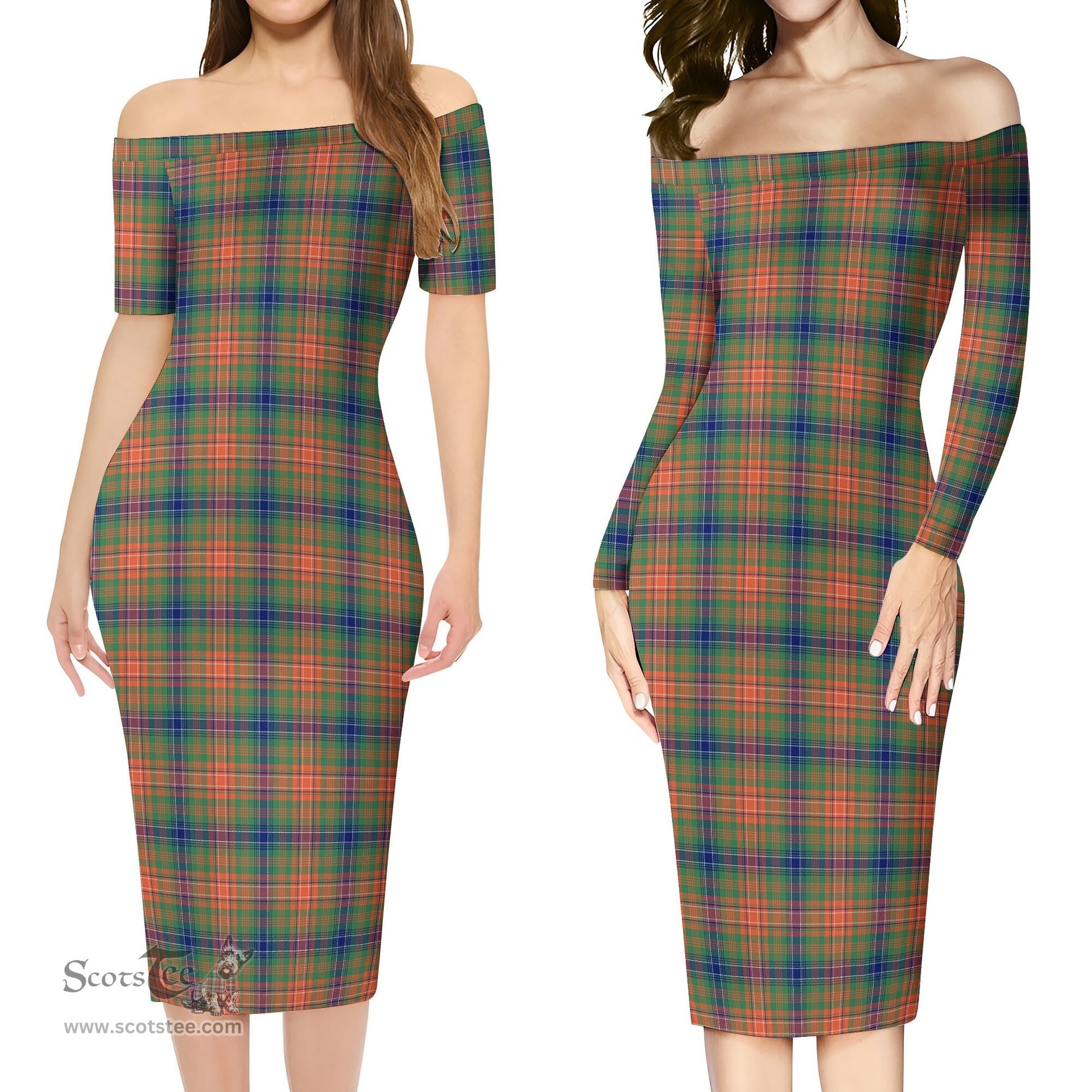 Wilson Ancient Tartan Off Shoulder Lady Dress Tartan Plaid Long Dress - ScotsTee Shop
