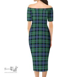 Rose Hunting Ancient Tartan Off Shoulder Lady Dress Tartan Plaid Long Dress - ScotsTee Shop