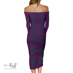 Wardlaw Tartan Off Shoulder Lady Dress Tartan Plaid Long Dress - ScotsTee Shop