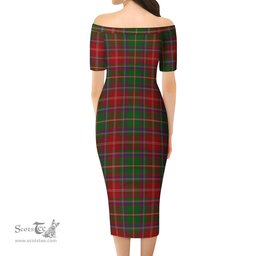 Somerville Tartan Off Shoulder Lady Dress Tartan Plaid Long Dress - ScotsTee Shop
