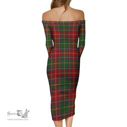 Somerville Tartan Off Shoulder Lady Dress Tartan Plaid Long Dress - ScotsTee Shop
