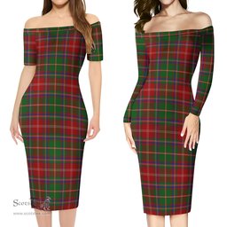 Somerville Tartan Off Shoulder Lady Dress Tartan Plaid Long Dress - ScotsTee Shop