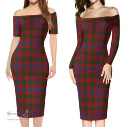 Ross Tartan Off Shoulder Lady Dress Tartan Plaid Long Dress - ScotsTee Shop