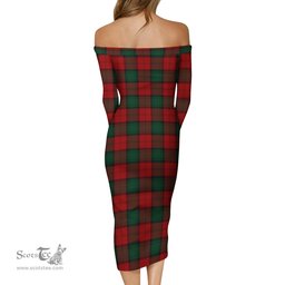 Stewart of Atholl Tartan Off Shoulder Lady Dress Tartan Plaid Long Dress - ScotsTee Shop