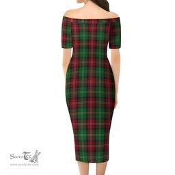 Sawyer Tartan Off Shoulder Lady Dress Tartan Plaid Long Dress - ScotsTee Shop