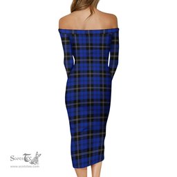 Swan Tartan Off Shoulder Lady Dress Tartan Plaid Long Dress - ScotsTee Shop