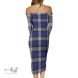 Sinclair Dress Tartan Off Shoulder Lady Dress Tartan Plaid Long Dress - ScotsTee Shop