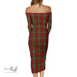 Scott Tartan Off Shoulder Lady Dress Tartan Plaid Long Dress - ScotsTee Shop
