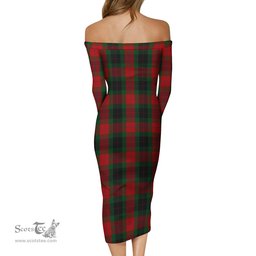 Skene of Cromar Black Tartan Off Shoulder Lady Dress Tartan Plaid Long Dress - ScotsTee Shop