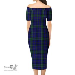 Weir Tartan Off Shoulder Lady Dress Tartan Plaid Long Dress - ScotsTee Shop