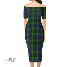 Rutledge Tartan Off Shoulder Lady Dress Tartan Plaid Long Dress - ScotsTee Shop