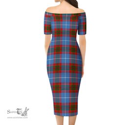 Spalding Tartan Off Shoulder Lady Dress Tartan Plaid Long Dress - ScotsTee Shop