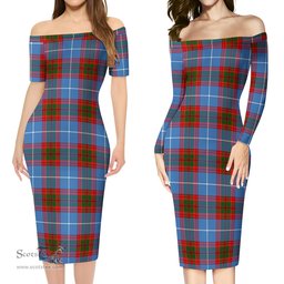 Spalding Tartan Off Shoulder Lady Dress Tartan Plaid Long Dress - ScotsTee Shop