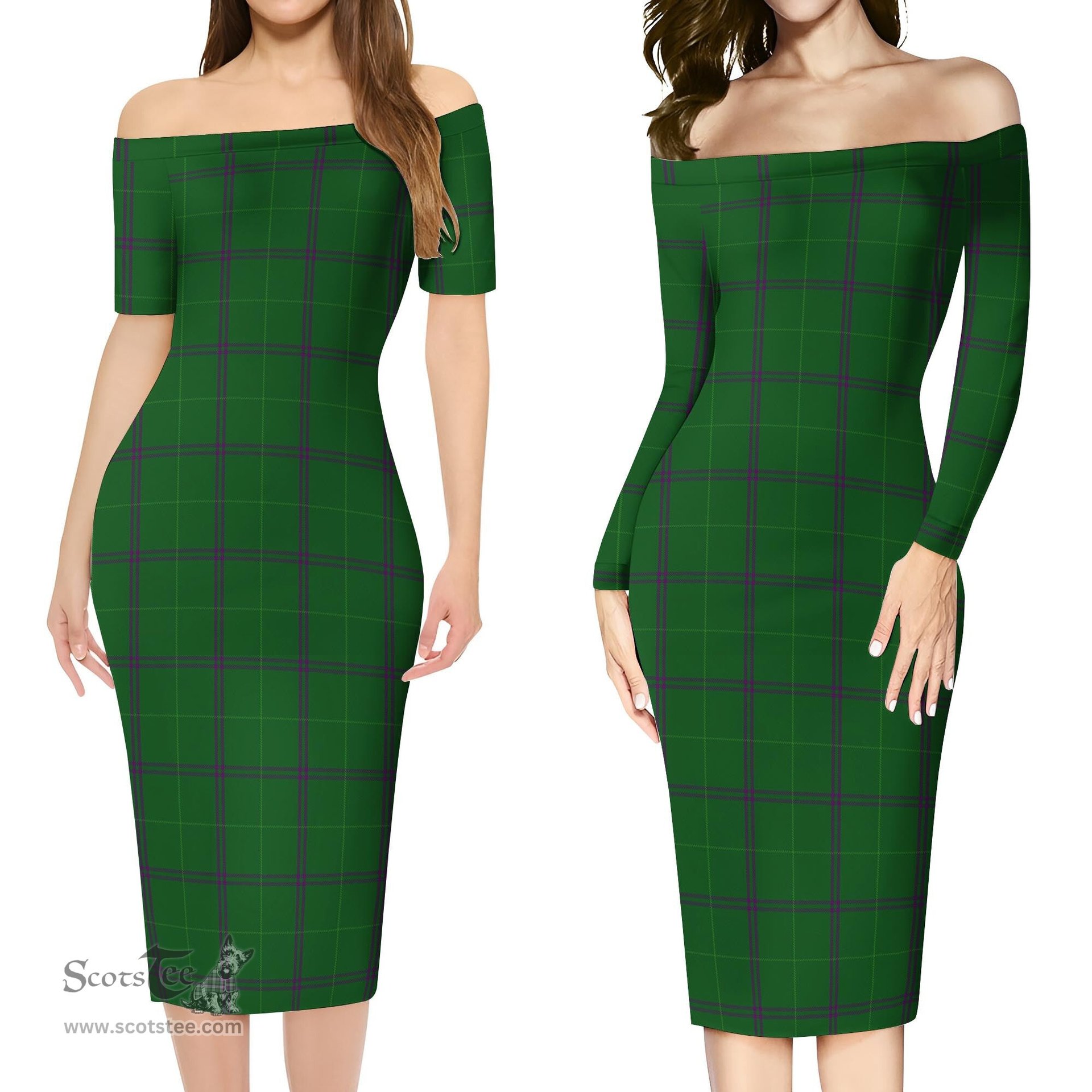 Walters Tartan Off Shoulder Lady Dress Tartan Plaid Long Dress - ScotsTee Shop