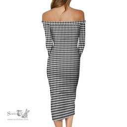 Shepherd Tartan Off Shoulder Lady Dress Tartan Plaid Long Dress - ScotsTee Shop