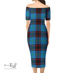 Wedderburn Tartan Off Shoulder Lady Dress Tartan Plaid Long Dress - ScotsTee Shop