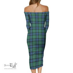 Sinclair Hunting Ancient Tartan Off Shoulder Lady Dress Tartan Plaid Long Dress - ScotsTee Shop