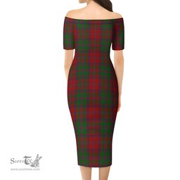 Stewart of Appin Tartan Off Shoulder Lady Dress Tartan Plaid Long Dress - ScotsTee Shop