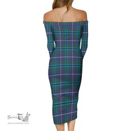 Sandilands Tartan Off Shoulder Lady Dress Tartan Plaid Long Dress - ScotsTee Shop