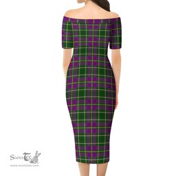 Taylor Tartan Off Shoulder Lady Dress Tartan Plaid Long Dress - ScotsTee Shop