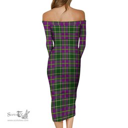Taylor Tartan Off Shoulder Lady Dress Tartan Plaid Long Dress - ScotsTee Shop