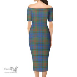 Stewart of Appin Hunting Ancient Tartan Off Shoulder Lady Dress Tartan Plaid Long Dress - ScotsTee Shop
