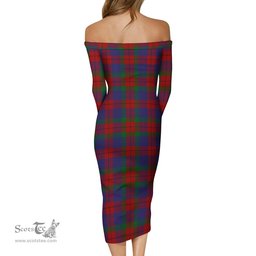 Skene of Cromar Tartan Off Shoulder Lady Dress Tartan Plaid Long Dress - ScotsTee Shop