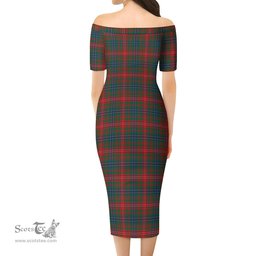Wilson Modern Tartan Off Shoulder Lady Dress Tartan Plaid Long Dress - ScotsTee Shop