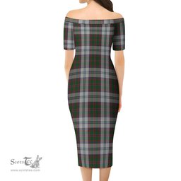 Stewart of Appin Dress Tartan Off Shoulder Lady Dress Tartan Plaid Long Dress - ScotsTee Shop