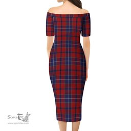 Wishart Dress Tartan Off Shoulder Lady Dress Tartan Plaid Long Dress - ScotsTee Shop