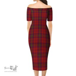 Ross Old Tartan Off Shoulder Lady Dress Tartan Plaid Long Dress - ScotsTee Shop