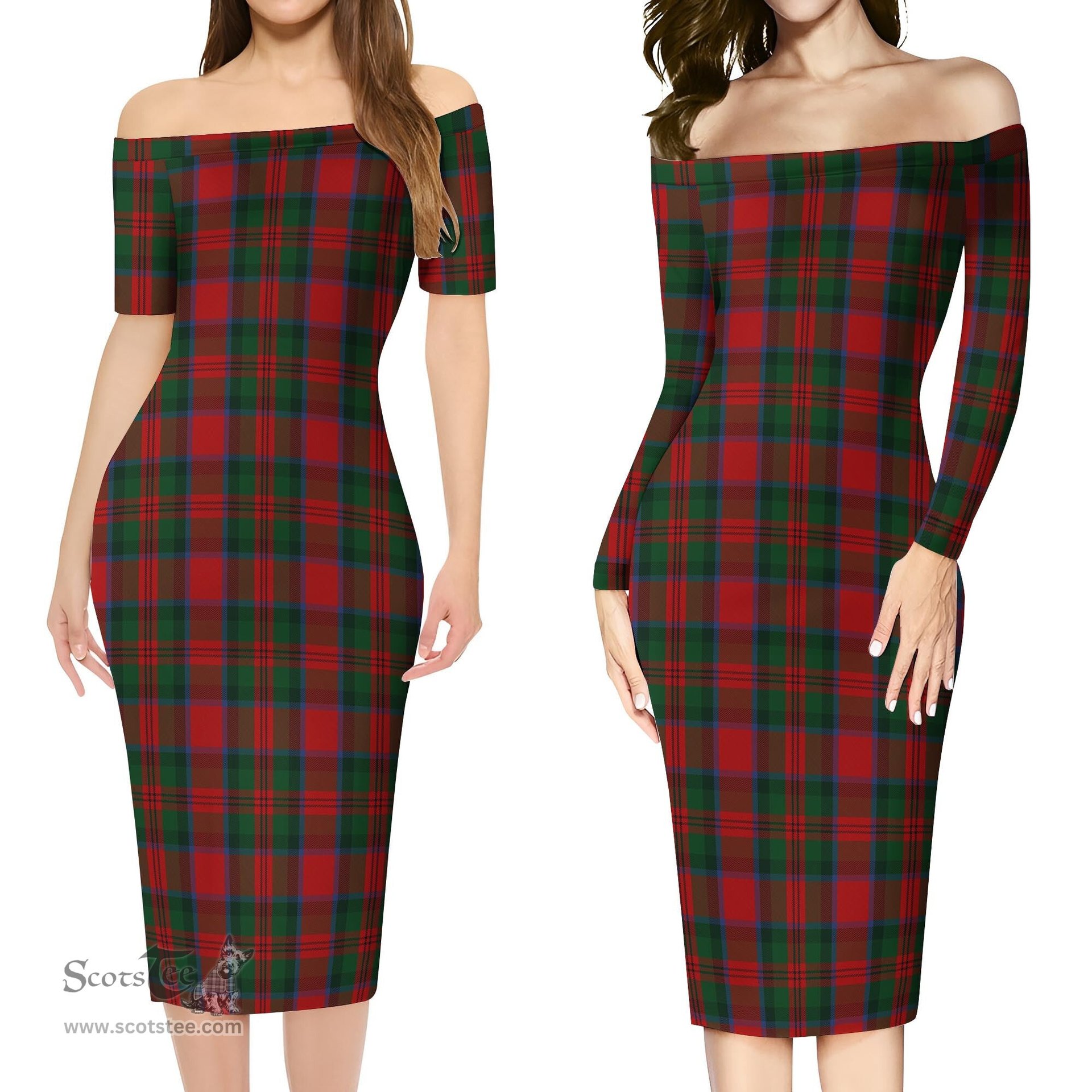 MacDuff Tartan Off Shoulder Lady Dress Tartan Plaid Long Dress - ScotsTee Shop