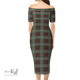 Scott Brown Ancient Tartan Off Shoulder Lady Dress Tartan Plaid Long Dress - ScotsTee Shop