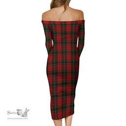 Rosser of Wales Tartan Off Shoulder Lady Dress Tartan Plaid Long Dress - ScotsTee Shop
