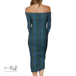 Watkins of Wales Tartan Off Shoulder Lady Dress Tartan Plaid Long Dress - ScotsTee Shop