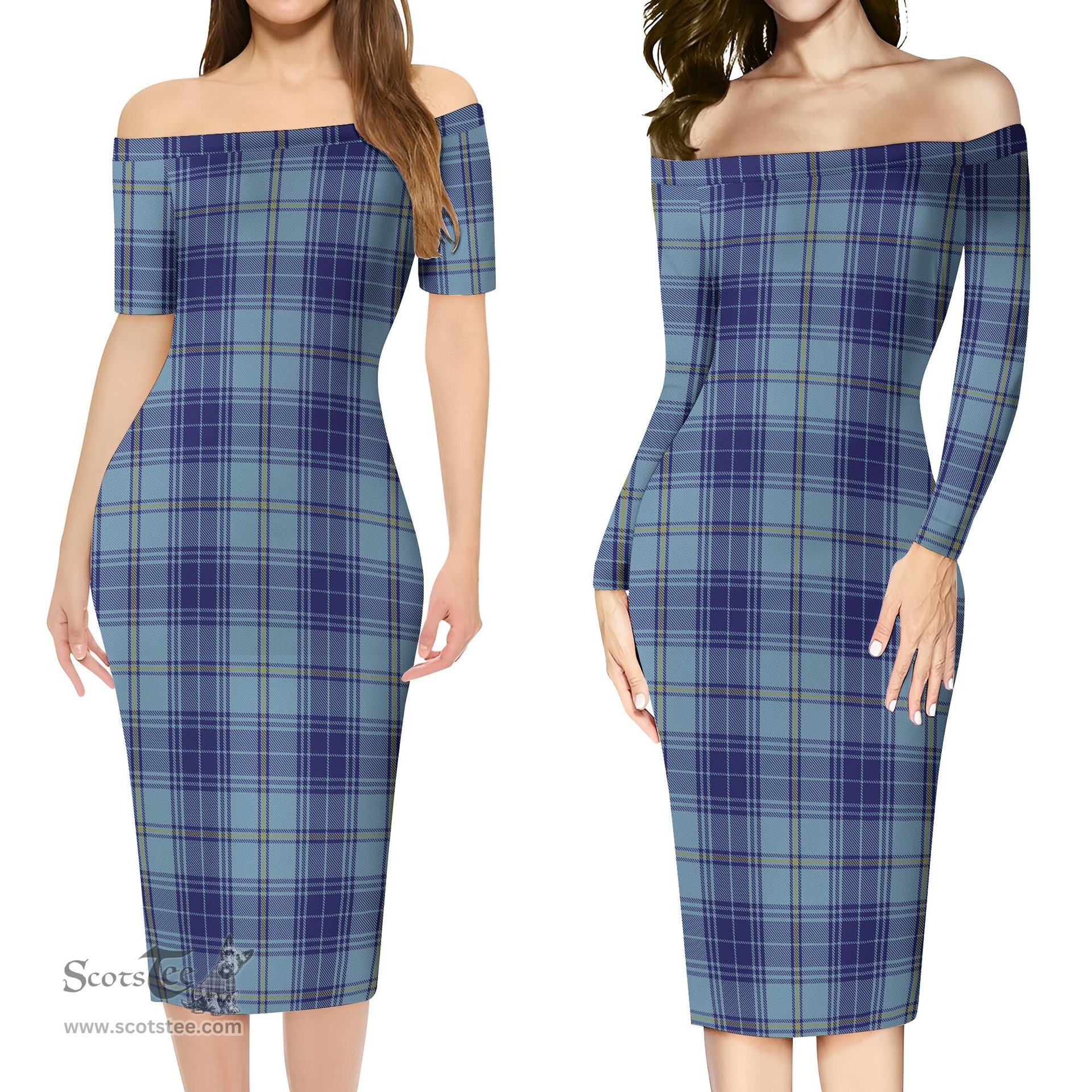 Traynor Tartan Off Shoulder Lady Dress Tartan Plaid Long Dress - ScotsTee Shop