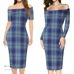 Traynor Tartan Off Shoulder Lady Dress Tartan Plaid Long Dress - ScotsTee Shop