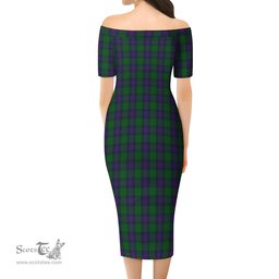 Shaw Tartan Off Shoulder Lady Dress Tartan Plaid Long Dress - ScotsTee Shop