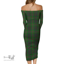 Westmeath County Ireland Tartan Off Shoulder Lady Dress Tartan Plaid Long Dress - ScotsTee Shop