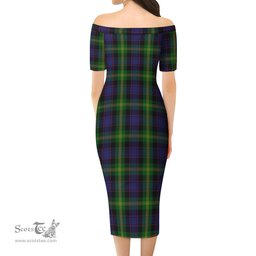 Watson Tartan Off Shoulder Lady Dress Tartan Plaid Long Dress - ScotsTee Shop