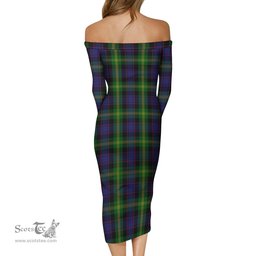 Watson Tartan Off Shoulder Lady Dress Tartan Plaid Long Dress - ScotsTee Shop