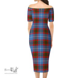 Skirving Tartan Off Shoulder Lady Dress Tartan Plaid Long Dress - ScotsTee Shop