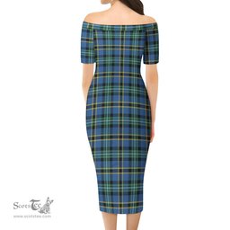 Weir Ancient Tartan Off Shoulder Lady Dress Tartan Plaid Long Dress - ScotsTee Shop