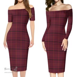 Williams of Wales Tartan Off Shoulder Lady Dress Tartan Plaid Long Dress - ScotsTee Shop