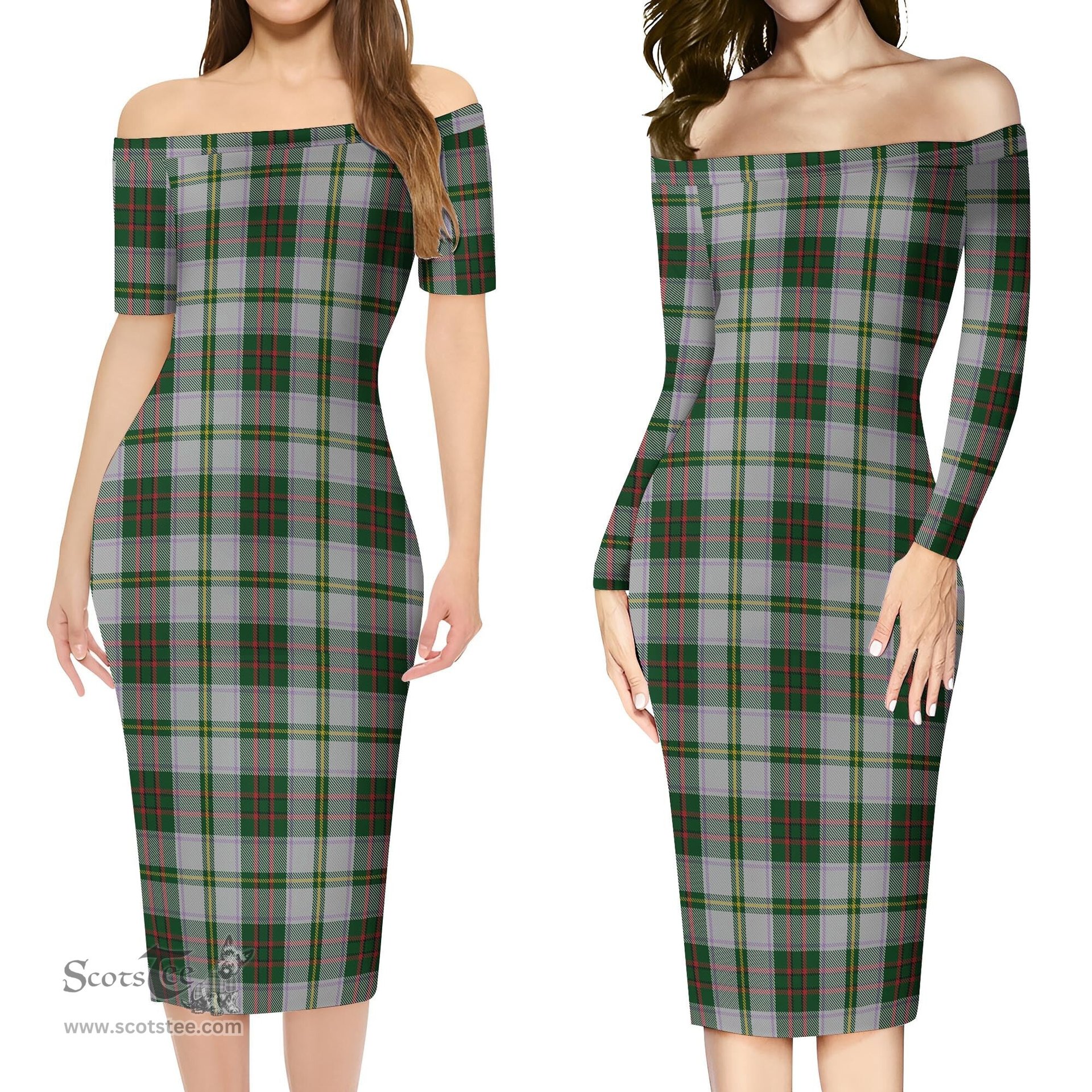 Taylor Dress Tartan Off Shoulder Lady Dress Tartan Plaid Long Dress - ScotsTee Shop