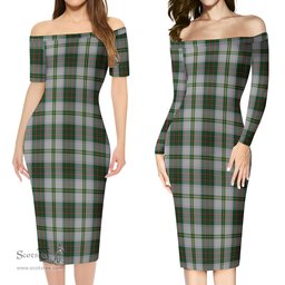 Taylor Dress Tartan Off Shoulder Lady Dress Tartan Plaid Long Dress - ScotsTee Shop